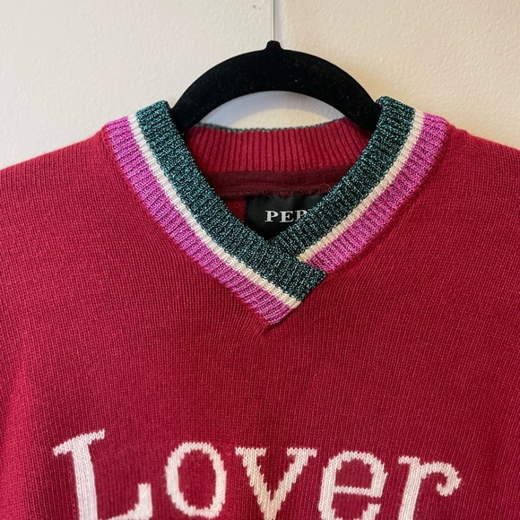 Pepita V-neck Lover Sweater - Picture 3 of 4